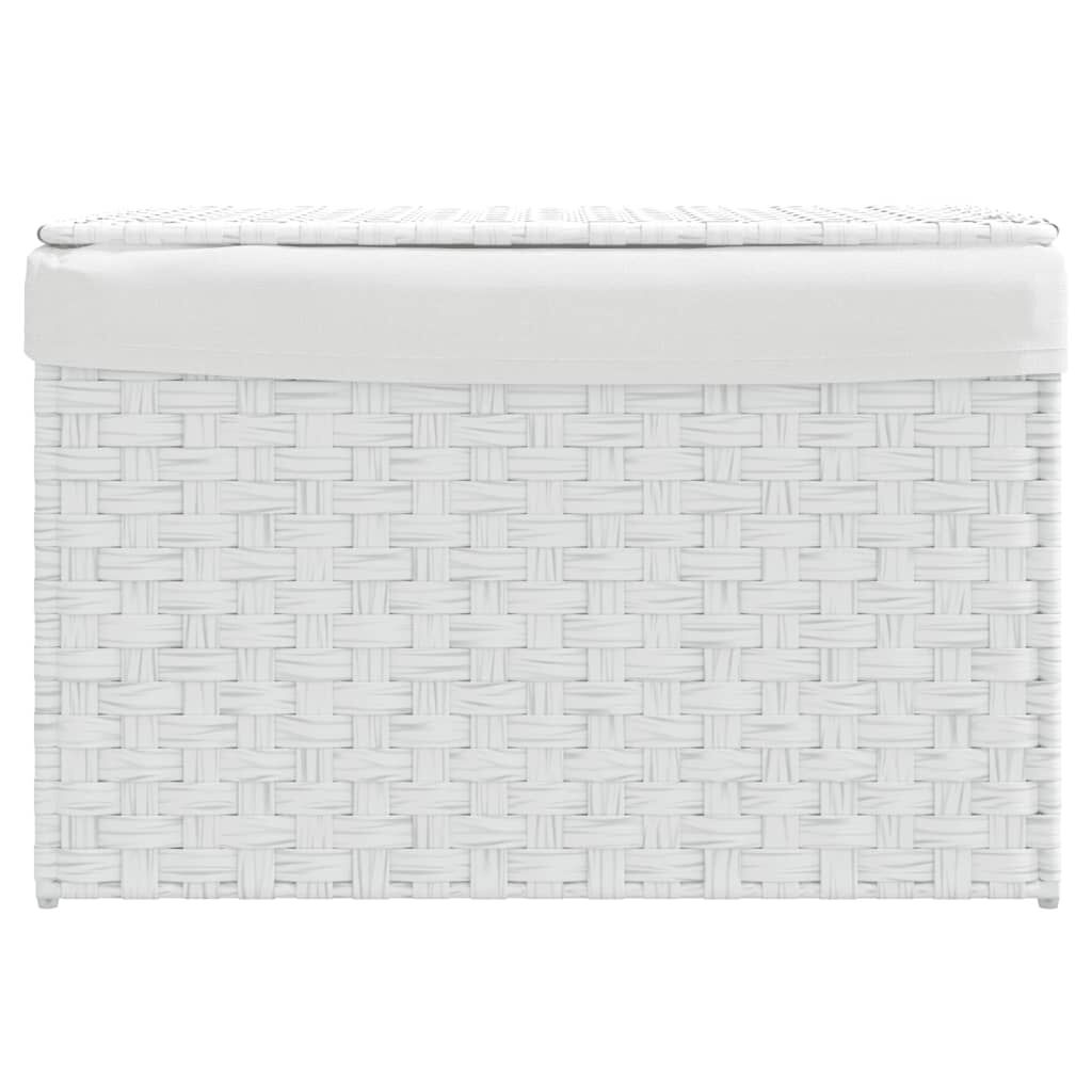 Wasmand met Deksel Poly Rattan Wit - 34% Korting