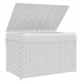 Wasmand met Deksel Poly Rattan Wit - 34% Korting