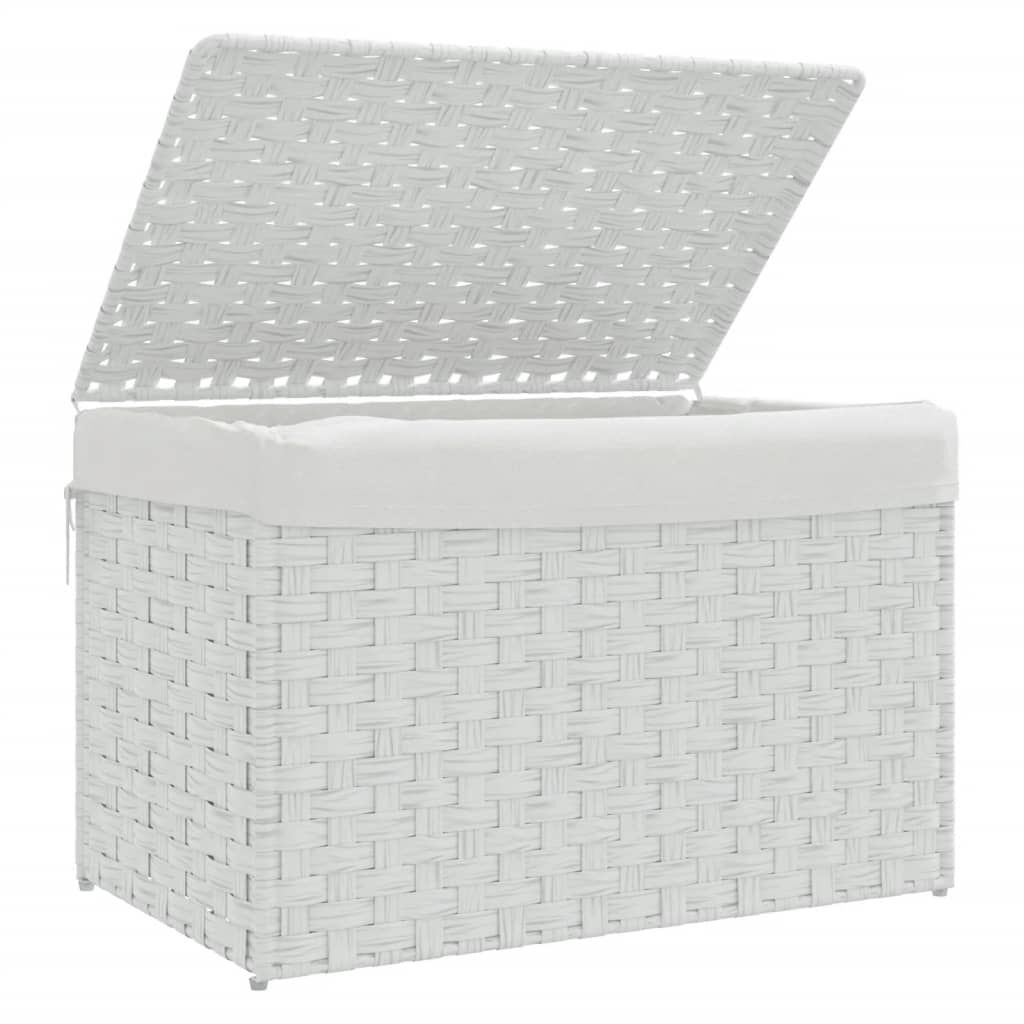 Wasmand met Deksel Poly Rattan Wit - 34% Korting