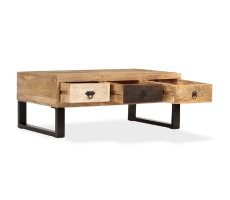 vidaXL Salontafel met 3 lades 90x50x35 cm massief mangohout