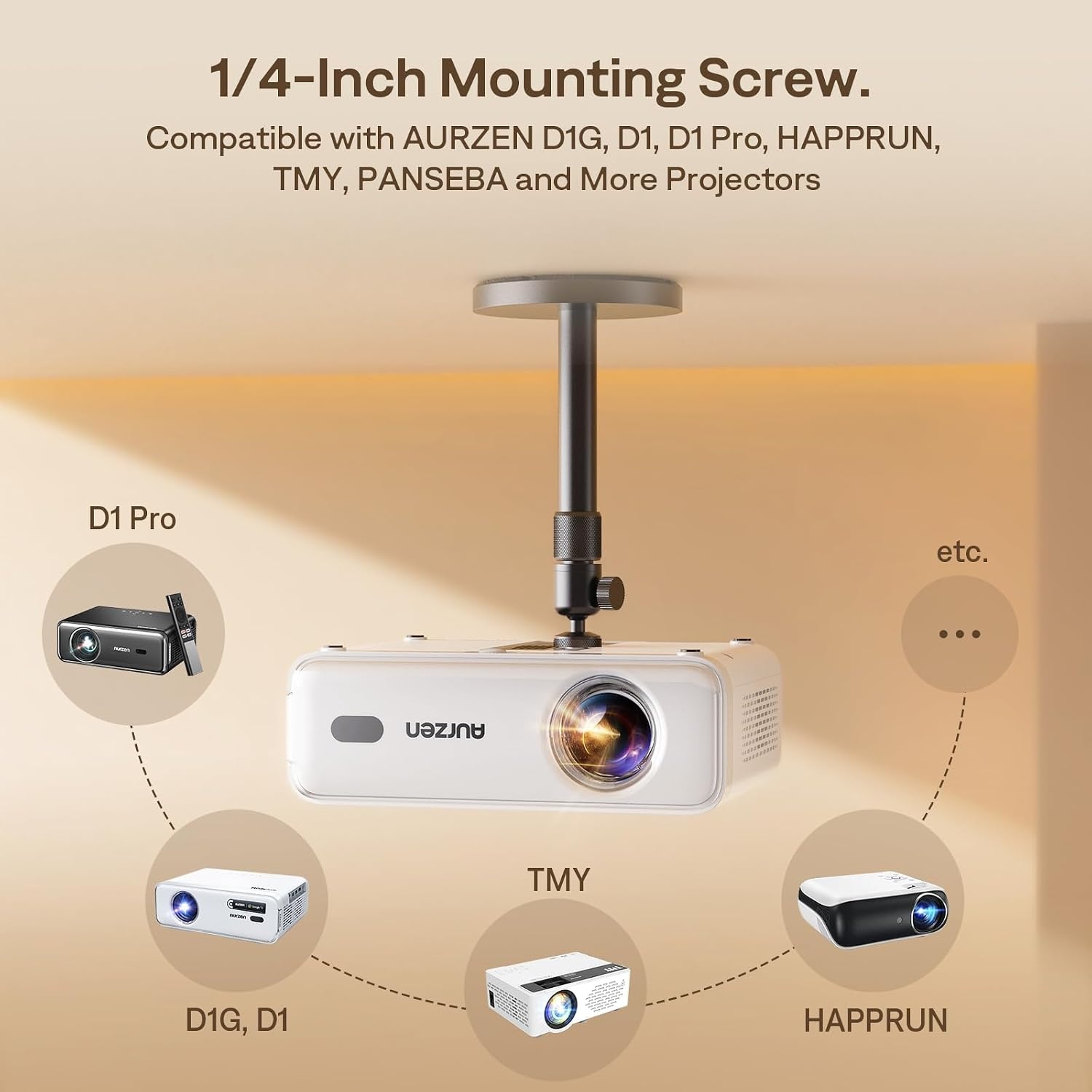 Projector Plafondbeugel Zwart | Kantelbaar & Draaibaar | 58% Korting