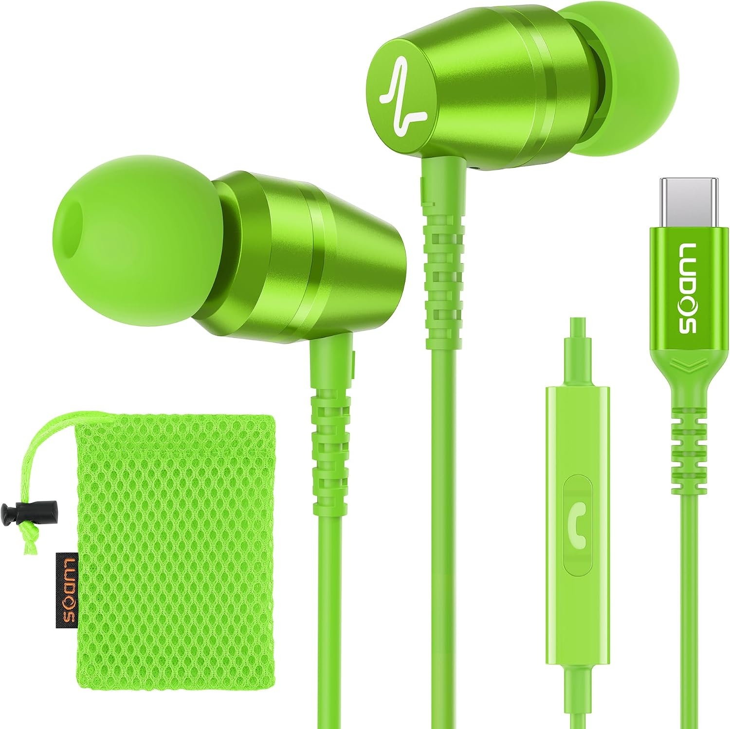 Groene USB-C In-ear Koptelefoon met Microfoon - 56% Korting