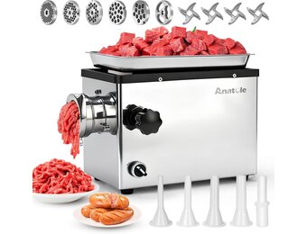Anatole Elektrische Vleesmolen 1300W RVS - Professionele Vleesverwerker met Vleesverstompeler