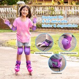 BOSONER Children's Knee Pads 6-in-1 Protection Set for Children and Teenagers with Wrist Guard/Knee Elbow Pads, Adjustable Inline Skates Protector Set for Skateboard, Scooter, Skating, BMX Bike