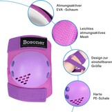 BOSONER Children's Knee Pads 6-in-1 Protection Set for Children and Teenagers with Wrist Guard/Knee Elbow Pads, Adjustable Inline Skates Protector Set for Skateboard, Scooter, Skating, BMX Bike