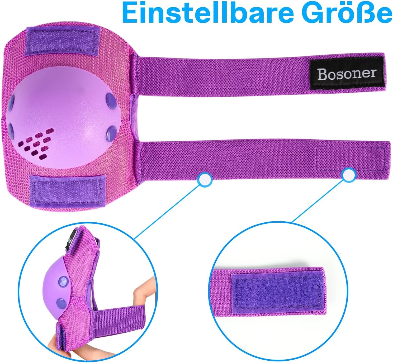 BOSONER Children's Knee Pads 6-in-1 Protection Set for Children and Teenagers with Wrist Guard/Knee Elbow Pads, Adjustable Inline Skates Protector Set for Skateboard, Scooter, Skating, BMX Bike