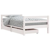 Kinderbedframe Massief Grenenhout Wit 80x160 cm met Lades - 35% Korting