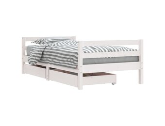 vidaXL Kinderbedframe met lades 80x160 cm massief grenenhout wit