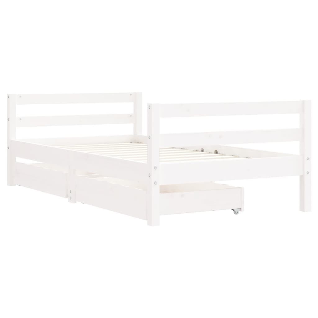 vidaXL Kinderbedframe met lades 80x160 cm massief grenenhout wit