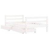 Kinderbedframe Massief Grenenhout Wit 80x160 cm met Lades - 35% Korting