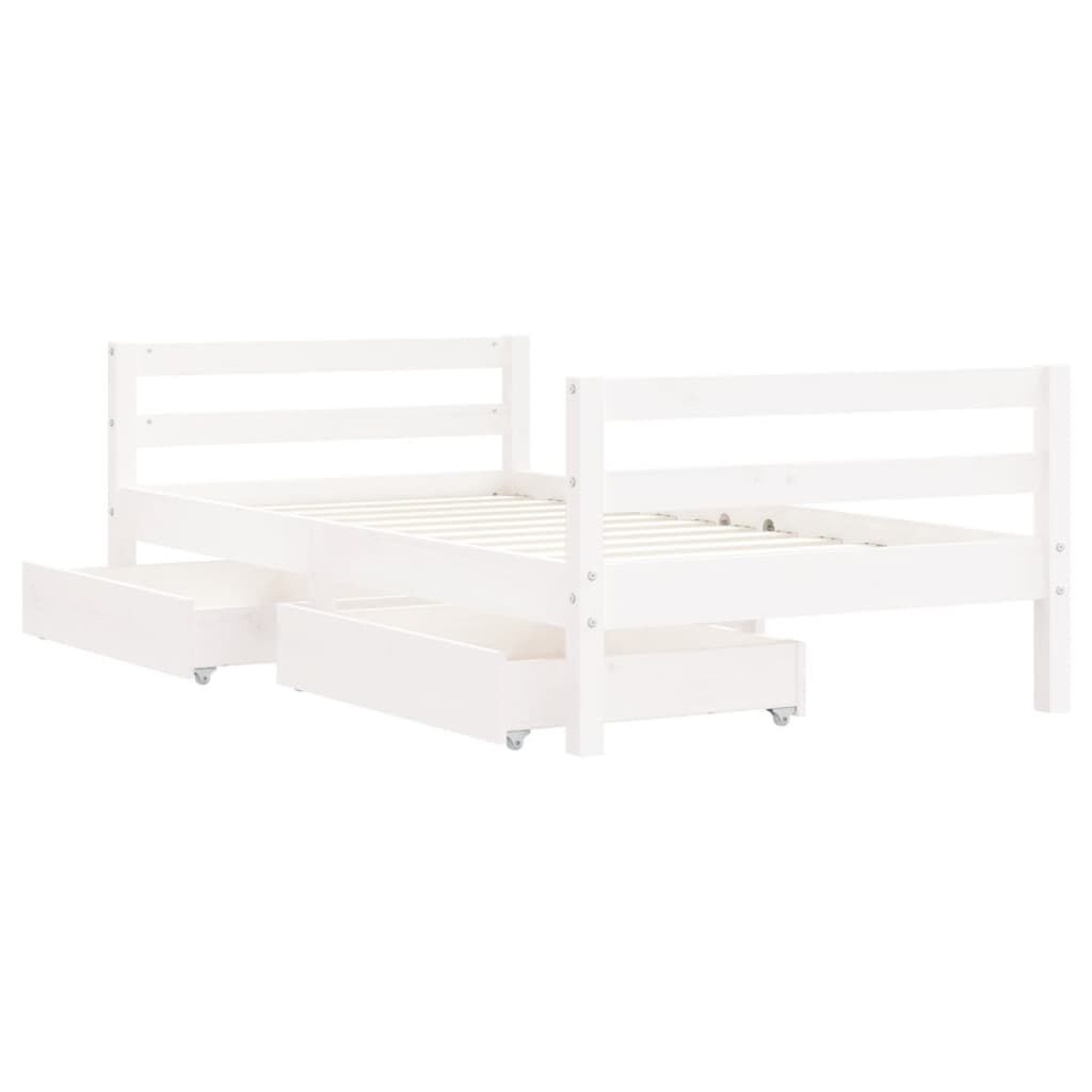 vidaXL Kinderbedframe met lades 80x160 cm massief grenenhout wit