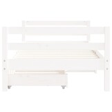 Kinderbedframe Massief Grenenhout Wit 80x160 cm met Lades - 35% Korting