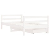 Kinderbedframe Massief Grenenhout Wit 80x160 cm met Lades - 35% Korting