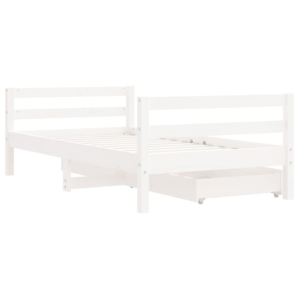 vidaXL Kinderbedframe met lades 80x160 cm massief grenenhout wit