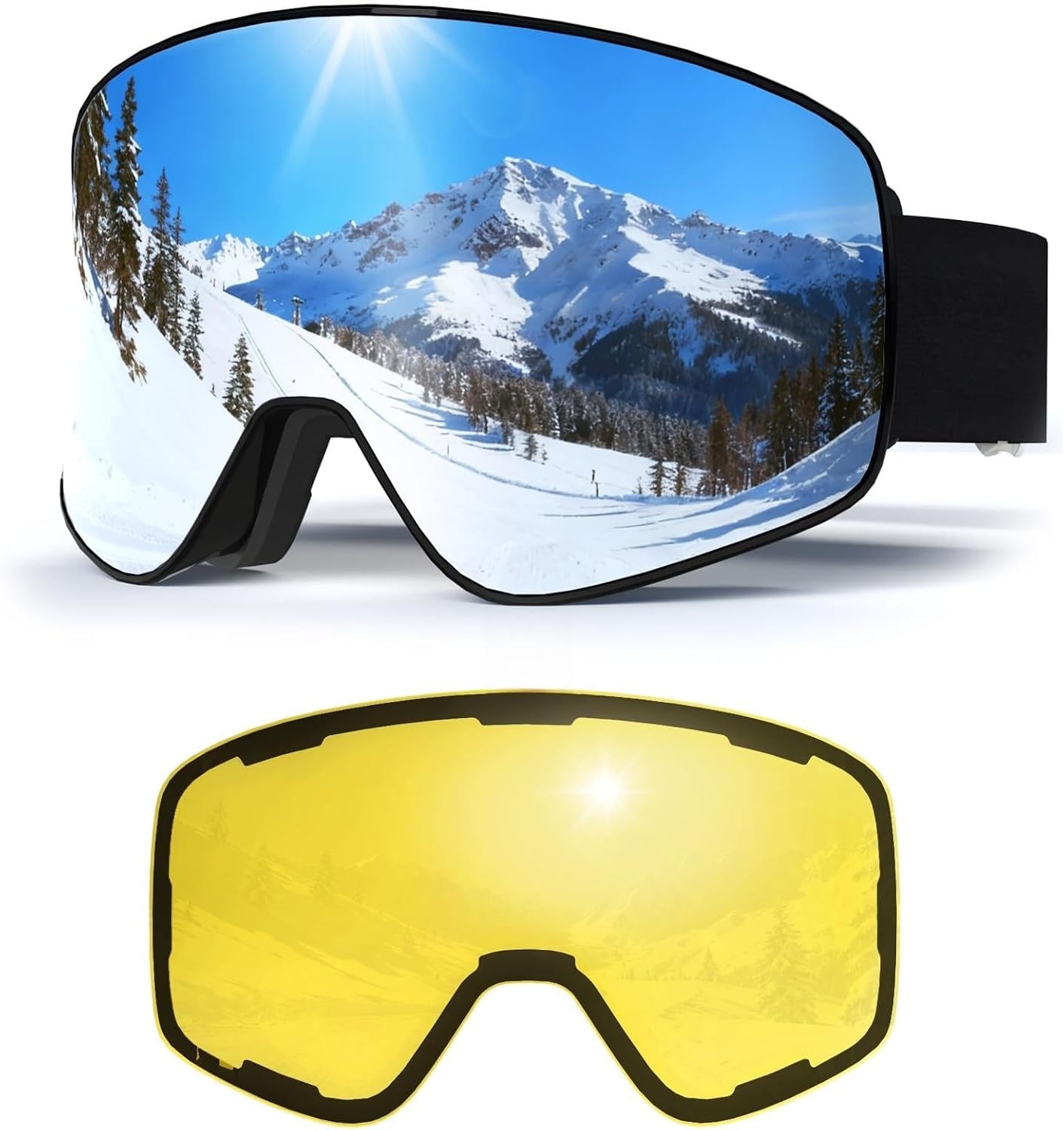 YH212 OTG Skibril Unisex – Anti-fog, UV-bescherming, verstelbaar, geschikt voor brildragers