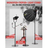 IFOOTAGE Cobra 2 monopod met ronde basis, snel verstelbare hoogtegesp, aluminium monopod voor DSLR-camera's, camcorders, desktopvlogopnames (40 cm) - Maat 201.6 cm/79.4 inch