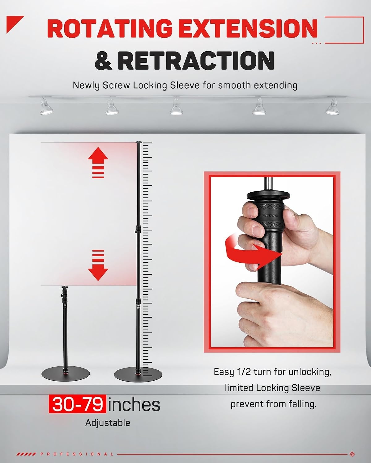 IFOOTAGE Cobra 2 monopod met ronde basis, snel verstelbare hoogtegesp, aluminium monopod voor DSLR-camera's, camcorders, desktopvlogopnames (40 cm) - Maat 201.6 cm/79.4 inch