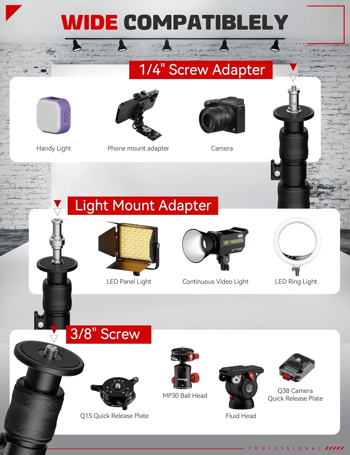 IFOOTAGE Cobra 2 monopod met ronde basis, snel verstelbare hoogtegesp, aluminium monopod voor DSLR-camera's, camcorders, desktopvlogopnames (40 cm) - Maat 201.6 cm/79.4 inch