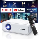AURZEN Eazze D1 4K compatibele beamer, officieel gecertificeerd voor Netflix en Dolby Audio Autofocus/Keystone, HDR10, draagbare mini Bluetooth WLAN-beamer, Full HD 1080p videoprojector, wit