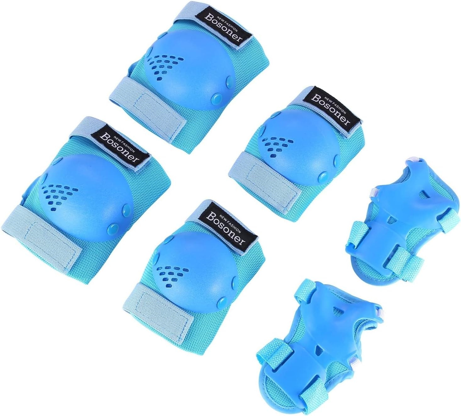 BOSONER Kinder Beschermingsset 6-Delig - Knie-, Elleboog- en Polsbeschermers Blauw