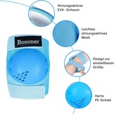 BOSONER Kinder Beschermingsset 6-Delig - Knie-, Elleboog- en Polsbeschermers Blauw