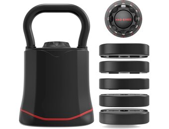 HXD-ERGO Adjustable Kettlebell, 6-in-1 (3-18kg), Quick Change Weight, Wide Handle, Compact Kettlebell for Home and Home Gym Training