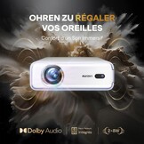 AURZEN Eazze D1 4K compatibele beamer, officieel gecertificeerd voor Netflix en Dolby Audio Autofocus/Keystone, HDR10, draagbare mini Bluetooth WLAN-beamer, Full HD 1080p videoprojector, wit