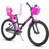 JOYSTAR Zinnia meisjesfiets 20 inch zwart - Met mandje en sliertjes