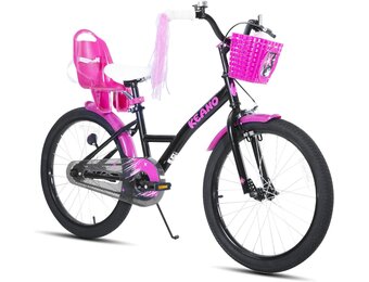 JOYSTAR Zinnia meisjesfiets 20 inch zwart - Met mandje en sliertjes