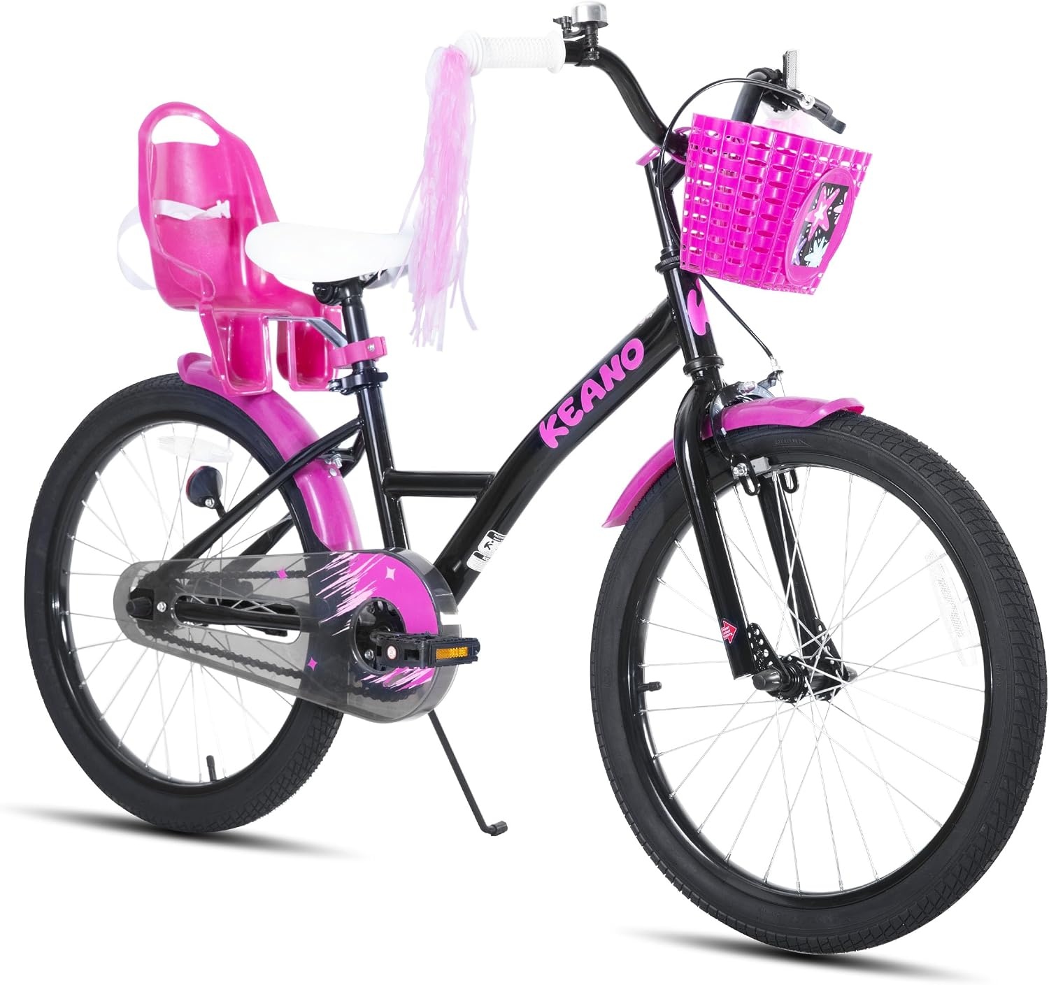 JOYSTAR Zinnia meisjesfiets 20 inch zwart - Met mandje en sliertjes