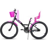 JOYSTAR Zinnia meisjesfiets 20 inch zwart - Met mandje en sliertjes