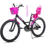 JOYSTAR Zinnia meisjesfiets 20 inch zwart - Met mandje en sliertjes