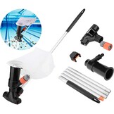 Pool Vacuum Cleaner Garden Hose, Pool Cleaner Floor Vacuum Cleaner Set, Wirlpool Handheld Vacuum Cleaner, Garden Pond Pool Vacuum Cleaner Floor with 1.5 m Telescopic Rod (Black)