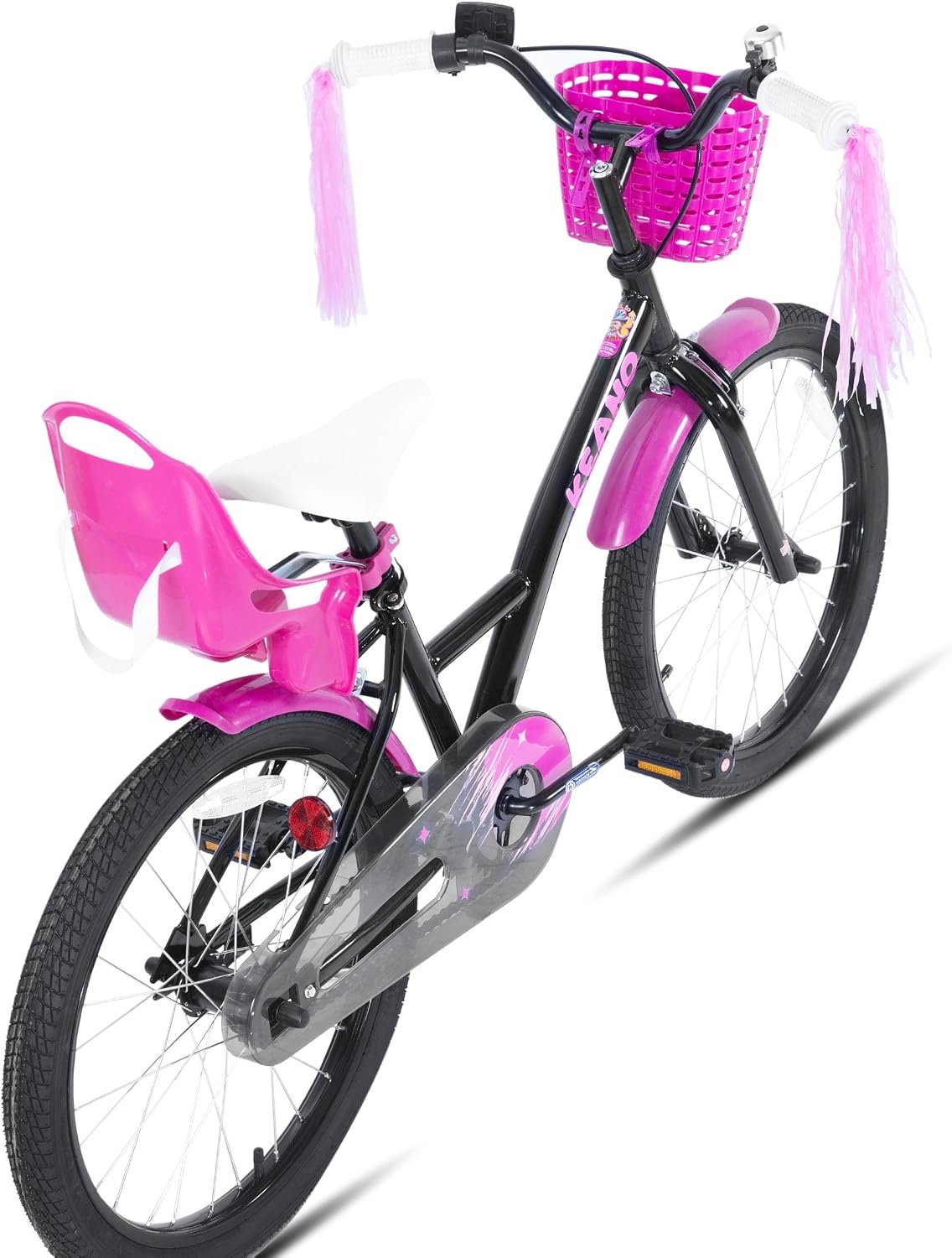 JOYSTAR Zinnia meisjesfiets 20 inch zwart - Met mandje en sliertjes