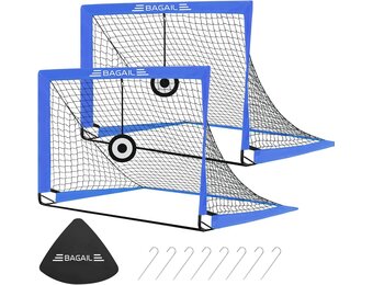 Bagail Voetbaldoel, Pop-up Voetbalnet met Doeldoel, Grondpennen en Draagbare Draagtas, Eenvoudig in elkaar te zetten, Ideaal voor Tuin Training en Recreatieve Wedstrijden