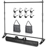 EMART Achtergrond Statief Systeem 3m x 2.4m - Zwart - Verstelbaar Fotostudio Statief