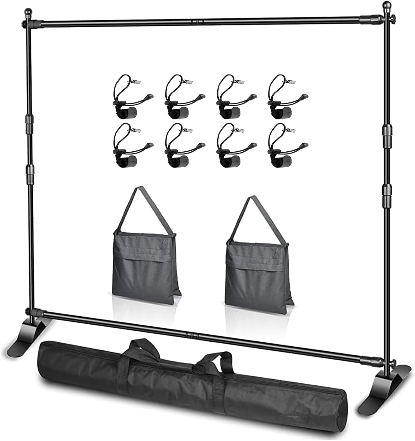 EMART Achtergrond Statief Systeem 3m x 2.4m - Zwart - Verstelbaar Fotostudio Statief