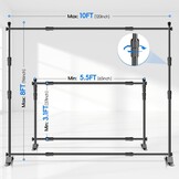 EMART Achtergrond Statief Systeem 3m x 2.4m - Zwart - Verstelbaar Fotostudio Statief