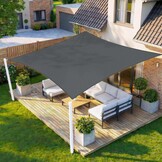 HENG FENG Rechthoekig Schaduwdoek 4x5m - UV-werend Polyester - Antraciet