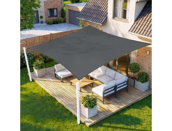 HENG FENG Rechthoekig Schaduwdoek 4x5m - UV-werend Polyester - Antraciet