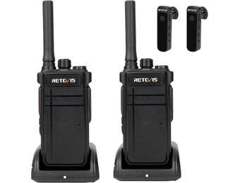 Retevis RB637 Bluetooth Walkie Talkies - Zwart - 2 Stuks met Draadloze Headsets