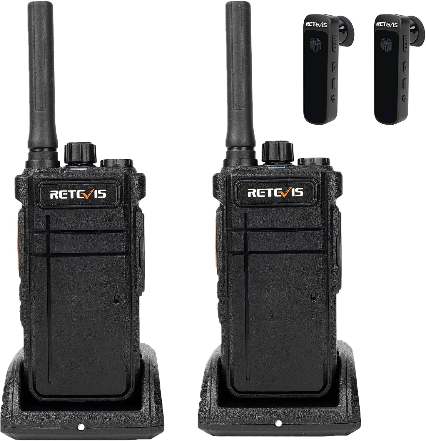 Retevis RB637 Bluetooth Walkie Talkies - Zwart - 2 Stuks met Draadloze Headsets