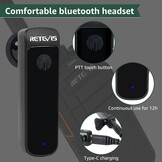 Retevis RB637 Bluetooth Walkie Talkies - Zwart - 2 Stuks met Draadloze Headsets