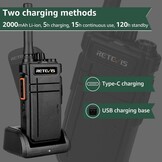 Retevis RB637 Bluetooth Walkie Talkies - Zwart - 2 Stuks met Draadloze Headsets