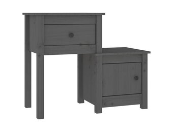 vidaXL Nachtkastje 79,5x38x65,5 cm massief grenenhout grijs