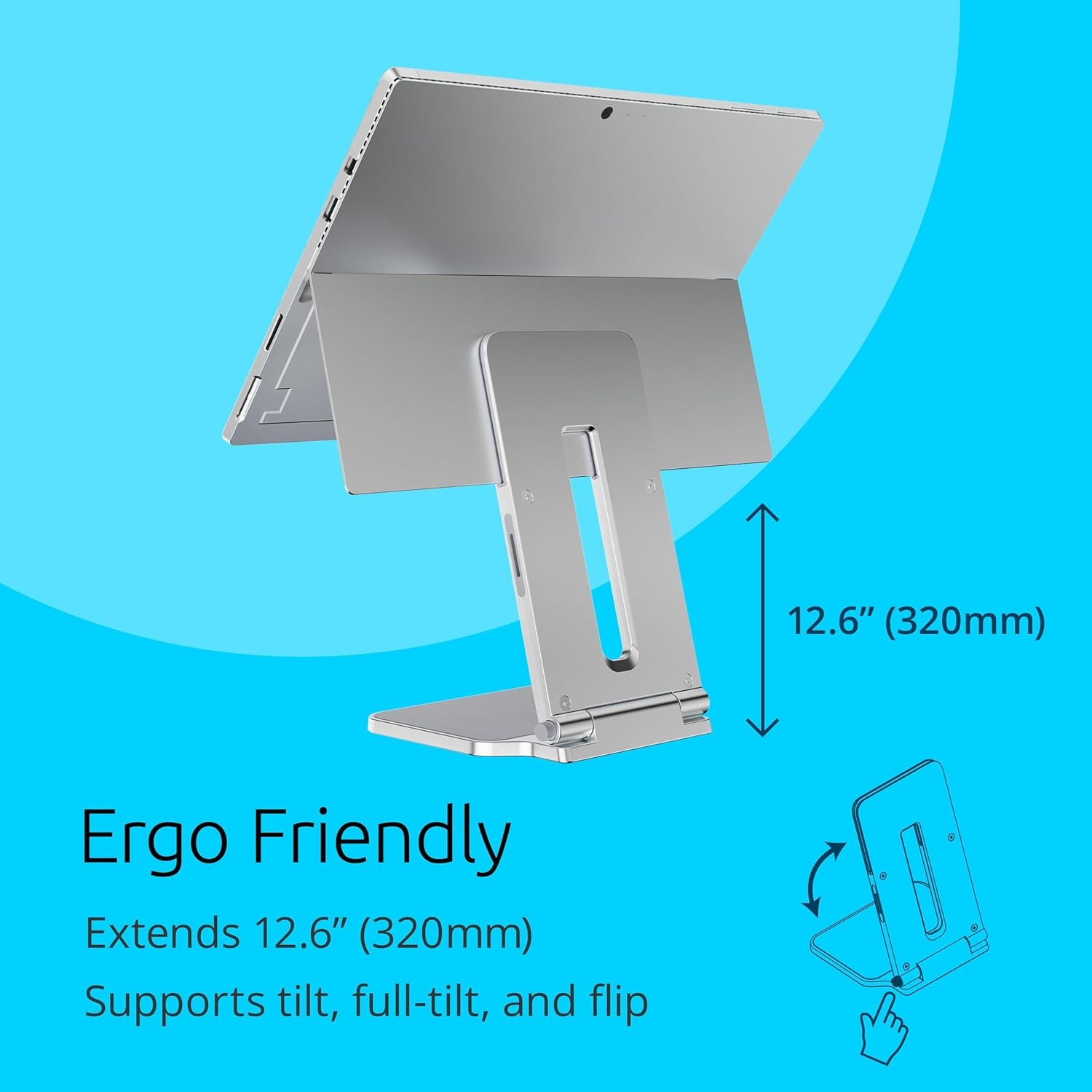 Kensington Laptopstandaard voor Surface, in Samenwerking met Microsoft, 126,4 x 139,4 x 193mm, Anti-slipmateriaal en Anti-slipkussentjes, Ontworpen voor Surface Pro en Surface Go (K58277WW)