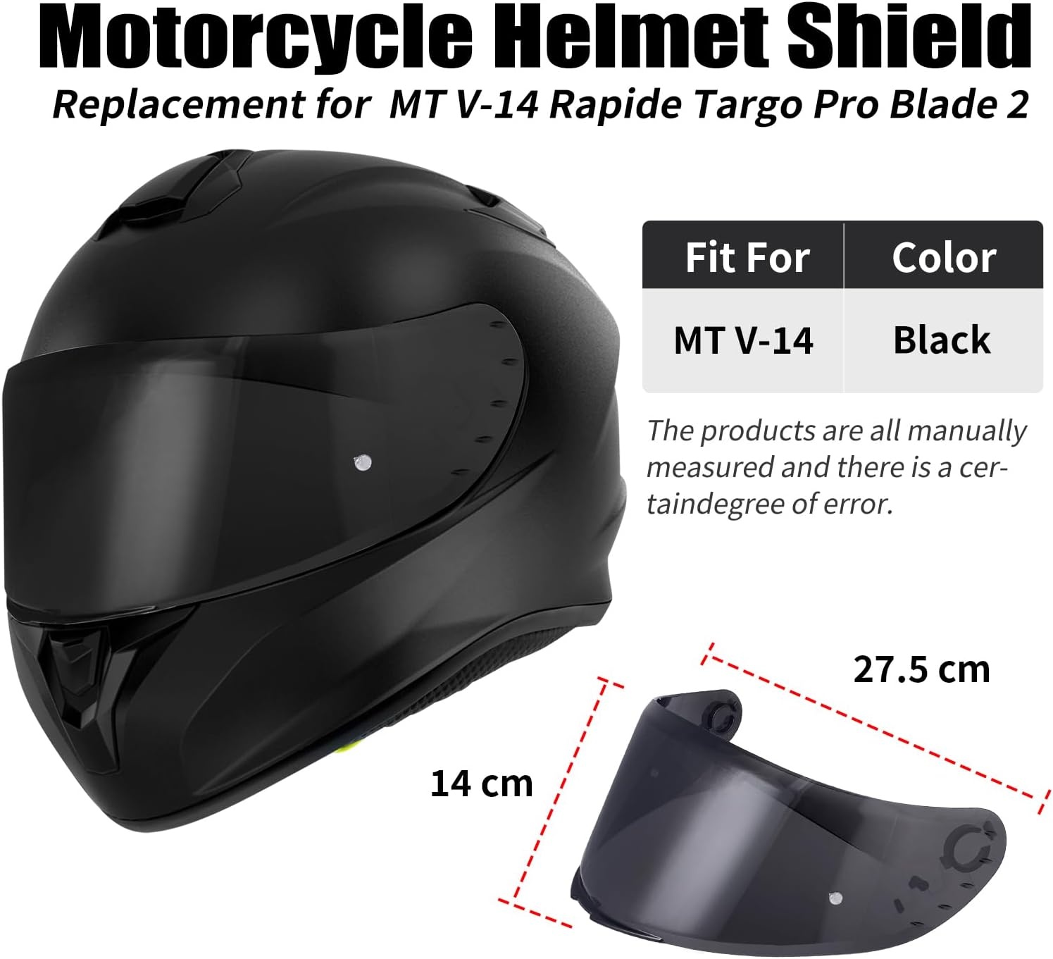 Motorhelm Vizier MT V-14 Targo Pro/Blade 2 - Zwart (59% Korting)