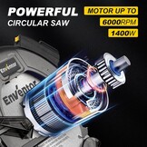 ENVENTOR Cirkelzaag 1400W - 185 mm - met Lasergeleider - 6000 RPM