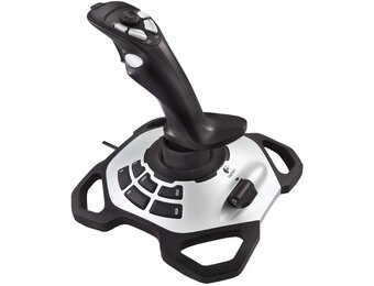 Logitech G Extreme 3D PRO Joystick, 12 Programmable Buttons, 8-way Hat Switch, Stable, Weighted Base, Rapid-fire Trigger, USB, PC - Black/Silver,Pack of 1