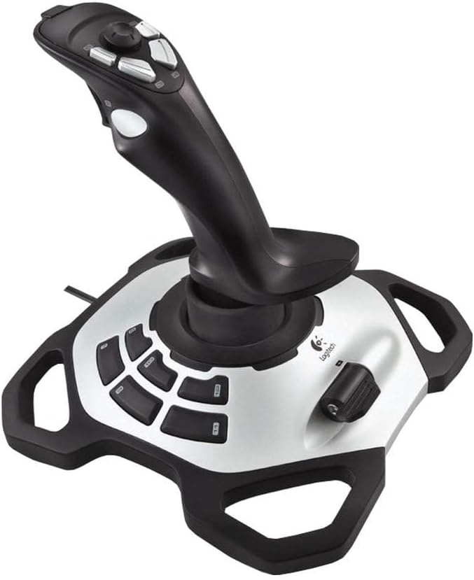 Logitech G Extreme 3D PRO Joystick, 12 Programmable Buttons, 8-way Hat Switch, Stable, Weighted Base, Rapid-fire Trigger, USB, PC - Black/Silver,Pack of 1